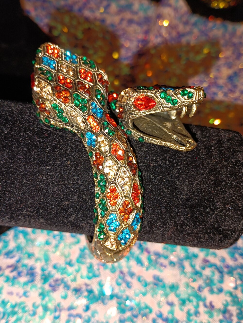 Multicolor Jeweled Snake Bangle Bracelet